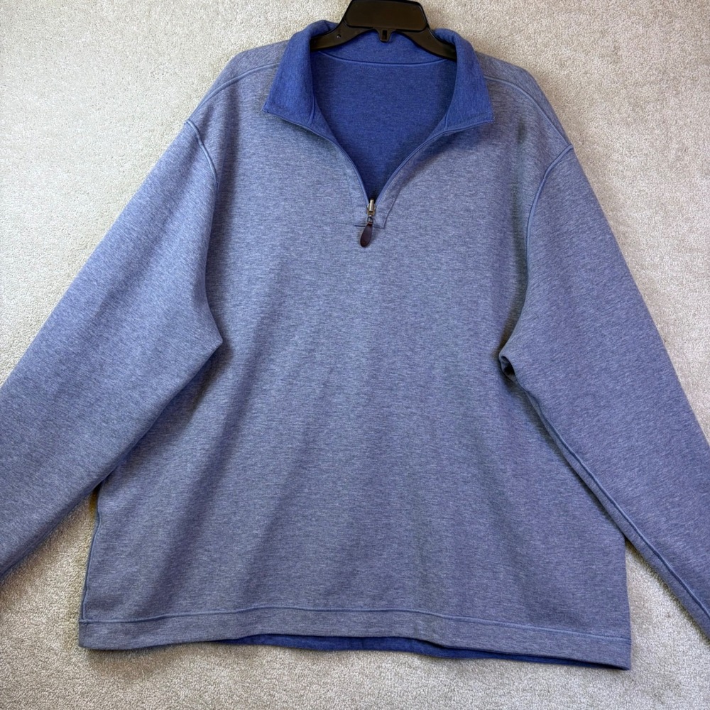 Johnston & Murphy Quarter Zip Pullover Mens XXXL Blue Reversible Sweatshirt 3XL - Picture 3 of 9